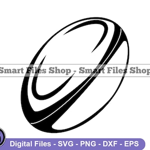 Puede incluir: Silueta en blanco y negro de una pelota de rugby con un diseño estilizado.