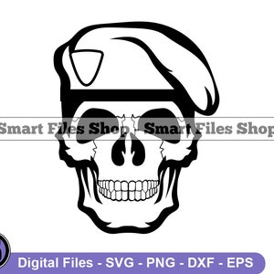 Skull Beret Svg, Skull Svg, Paratroopers Svg, Soldier Svg, Mercenary Svg, Skull Dxf, Skull Png, Skull Clipart, Skull Files, Eps