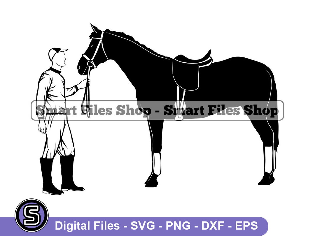 Jockey With Horse Svg, Jockey Svg, Horse Racing Svg, Jockey Dxf, Jockey