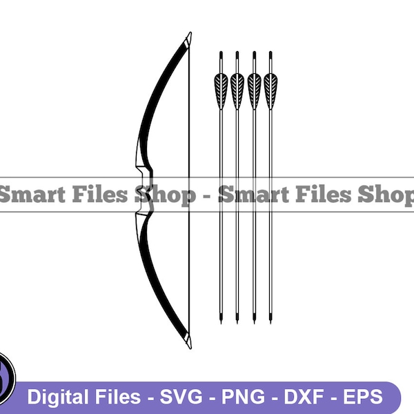 Bow and Arrows Svg, Bow Svg, Arrow Svg, Bow and Arrow Dxf, Bow and Arrow Png, Bow and Arrow Clipart, Bow and Arrow Files, Eps