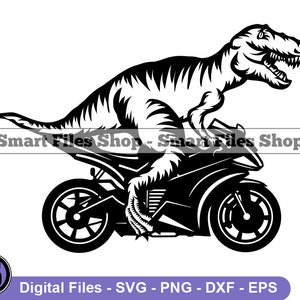 T-rex Riding Motorcycle Svg, T-rex Svg, Motorcycle Svg, T-rex Dxf, T-rex Png, T-rex Clipart, T-rex Files, Eps