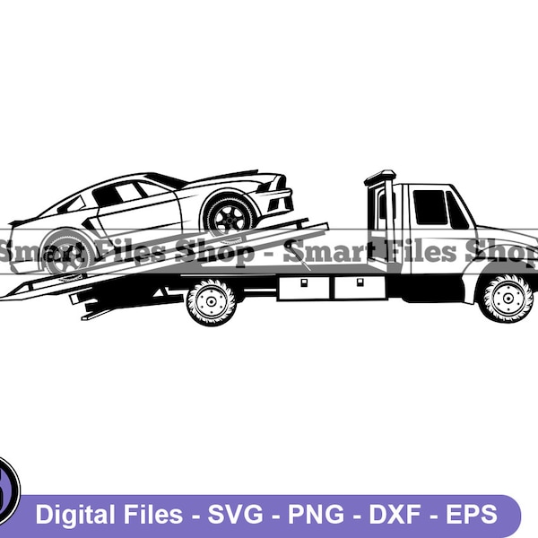 Tow Truck #2 Svg, Tow Truck Svg, Car Towing Svg, Tow Truck Dxf, Tow Truck Png, Tow Truck Clipart, Tow Truck Files, Tow Truck Eps