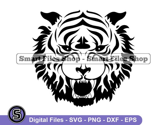 Tiger Design 2 Svg Tiger Face Svg Roaring Tiger Svg Tiger - Etsy