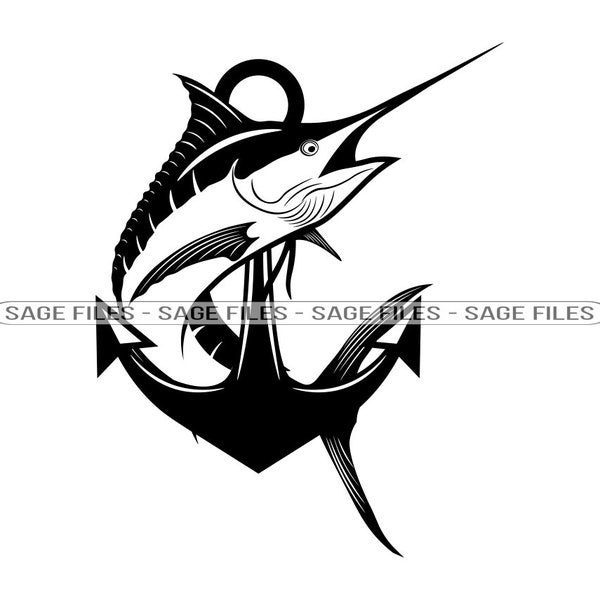Marlin Fishing #4 Svg, Marlin Svg, Marlin Logo Svg, Fish Svg, Fishing Svg, Marlin Dxf, Marlin Png, Marlin Clipart, Marlin Files, Eps