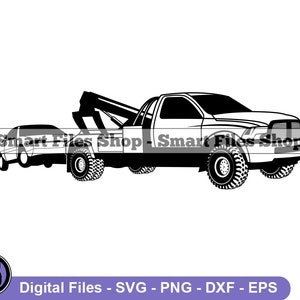 Tow Truck With Car Svg, Towing Svg, Tow Truck Svg, Tow Truck Dxf, Tow Truck Png, Tow Truck Clipart, Tow Truck Files, Eps