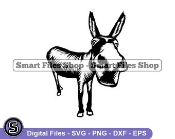 Donkey Up Close Svg, Donkey Svg, Funny Donkey Svg, Donkey Dxf, Donkey Png, Donkey Clipart, Donkey Files, Eps