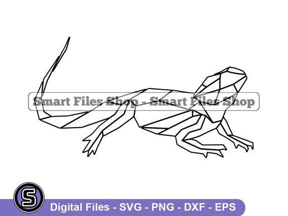 Geometric Bearded Dragon Outline Svg Geometric Animals Svg | Etsy
