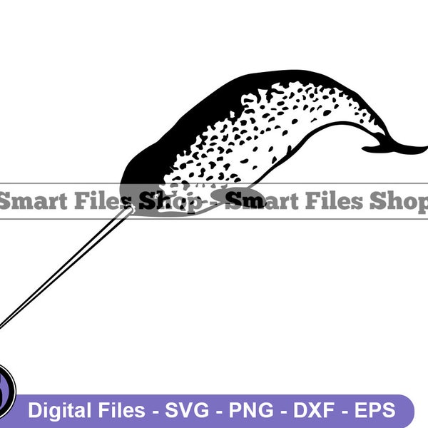 Narwhal #5 SVG, Narwhal SVG, Ocean Creatures Svg, Narwhal Dxf, Narwhal Png, Narwhal Clipart, Narwhal Files, Narwhal Eps