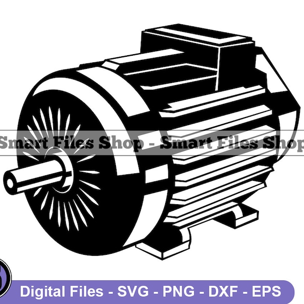 Electric Motor Svg, Electric Car Motor Svg, EV Motor Svg, Self Driving Car Motor Svg, Electric Motor Dxf, Png, Clipart, Files, Eps