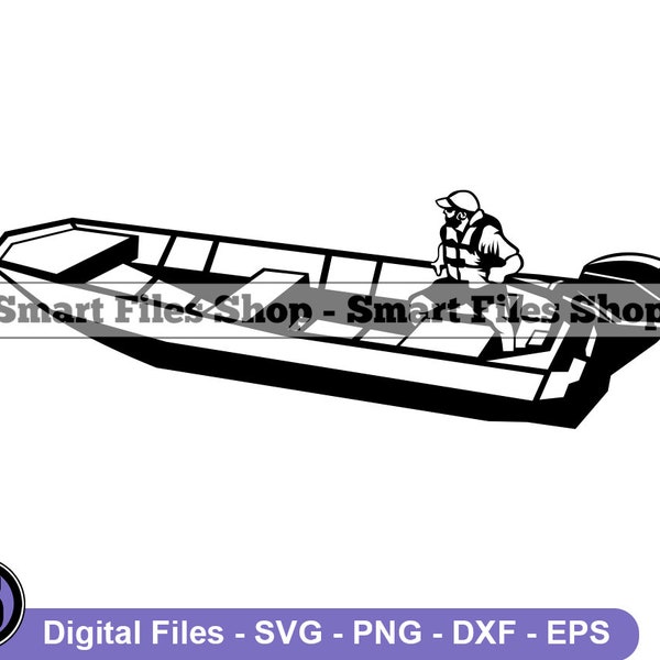 Jon Boat Svg, Boat Svg, Boating Svg, Speed Boat Svg, Fishing Svg, Jon Boat Dxf, Jon Boat Png, Jon Boat Clipart, Jon Boat Files, Eps