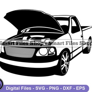 Pickup Truck Hood Up #2 Svg, Pickup Truck Svg, Pickup Truck Dxf, Pickup Truck Png, Pickup Truck Clipart, Pickup Truck Files, Eps