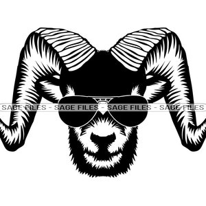 Ram In Sunglasses #2 SVG, Ram SVG, Cool Ram Svg, Ram Logo Svg, Ram Dxf, Ram Png, Ram Clipart, Ram Files, Eps