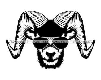 Ram In Sunglasses #2 SVG, Ram SVG, Cool Ram Svg, Ram Logo Svg, Ram Dxf, Ram Png, Ram Clipart, Ram Files, Eps