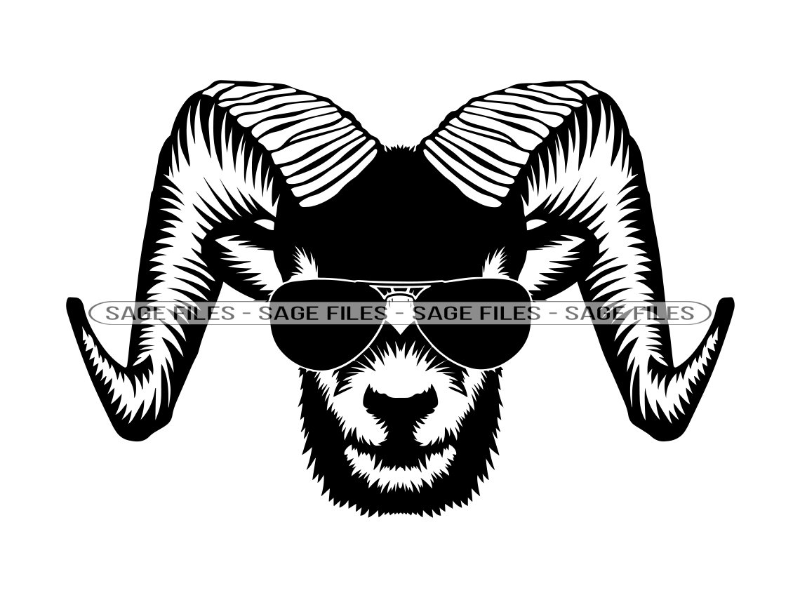 Ram In Sunglasses #2 SVG, Ram SVG, Cool Ram Svg, Ram Logo Svg, Ram Dxf, Ram Png, Ram Clipart, Ram Files, Eps