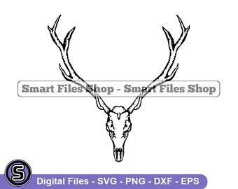 Elk Skull Svg, Elk Svg, Animal Skull Svg, Skeleton Svg, Hunting Svg, Elk Dxf, Elk Png, Elk Clipart, Elk Files, Eps