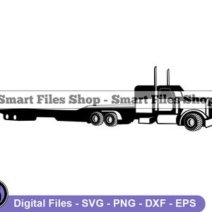 Lowboy Trailer Truck #6 Svg, Truck Svg, Trucker Svg, Trucking Svg, Truck Dxf, Truck Png, Truck Clipart, Truck Files, Eps