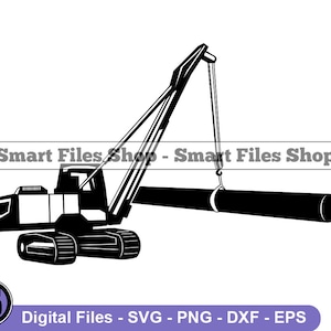 Pipelayer with Operator Svg, Pipelayer Svg, Heavy Equipment Svg, Pipelayer Dxf, Pipelayer Png, Pipelayer Clipart, Pipelayer Files, Eps
