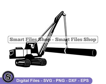 Pipelayer with Operator Svg, Pipelayer Svg, Heavy Equipment Svg, Pipelayer Dxf, Pipelayer Png, Pipelayer Clipart, Pipelayer Files, Eps