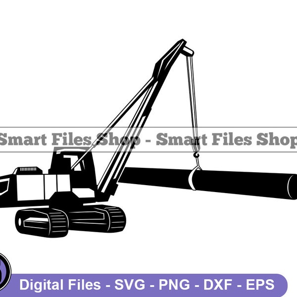 Pipelayer with Operator Svg, Pipelayer Svg, Heavy Equipment Svg, Pipelayer Dxf, Pipelayer Png, Pipelayer Clipart, Pipelayer Files, Eps