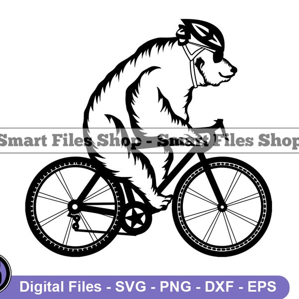 Bear Riding Bicycle SVG, Bear Svg, Cycling Svg, Bicycle Svg, Biking Svg, Cycling Dxf, Cycling Png, Cycling Clipart, Cycling Files, Eps