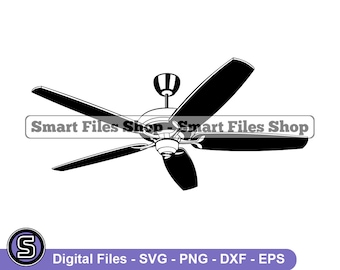 Ventilador de techo Svg, Ventilador de techo Dxf, Ventilador de techo Png, Clipart de ventilador de techo, Archivos de ventilador de techo, Eps