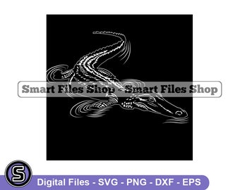 Submerged Alligator #2 Svg, Alligator Svg, Krokodil Svg, Alligator Dxf, Alligator Png, Alligator Clipart, Dateien, Eps