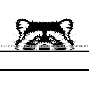 Peeking Raccoon #2 Svg, Raccoon Svg, Peeking Animals Svg, Monogram Svg, Raccoon Dxf, Raccoon Png, Raccoon Clipart, Raccoon Files, Eps