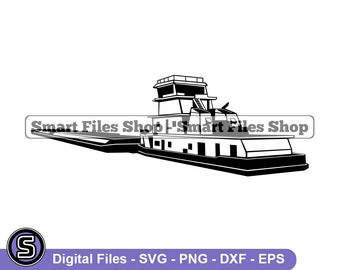 Barge #4 Svg, Barge Svg, Ship Svg, Shipping Svg, Barge Dxf, Barge Png, Barge Clipart, Barge Files, Eps