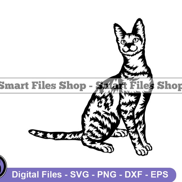 Savannah Cat #2 SVG, Savannah Cat Cat Svg, Cat Svg, Pet Svg, Cat Dxf, Cat Png, Cat Clipart, Cat Files, Cat Eps