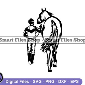 Horse and Jockey Svg, Horse Racing Svg, Jockey Svg, Equestrian Svg, Equine Svg, Jockey Cut Files, Jockey Dxf, Png, Clipart, Files, Eps