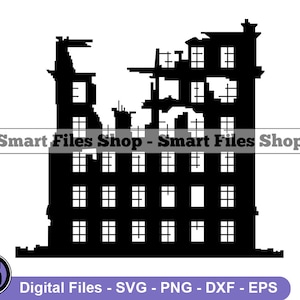 Destroyed Building SVG, Ruins SVG, War Svg, Devastation Svg, Ruins Dxf, Ruins Png, Ruins Clipart, Ruins Files, Eps
