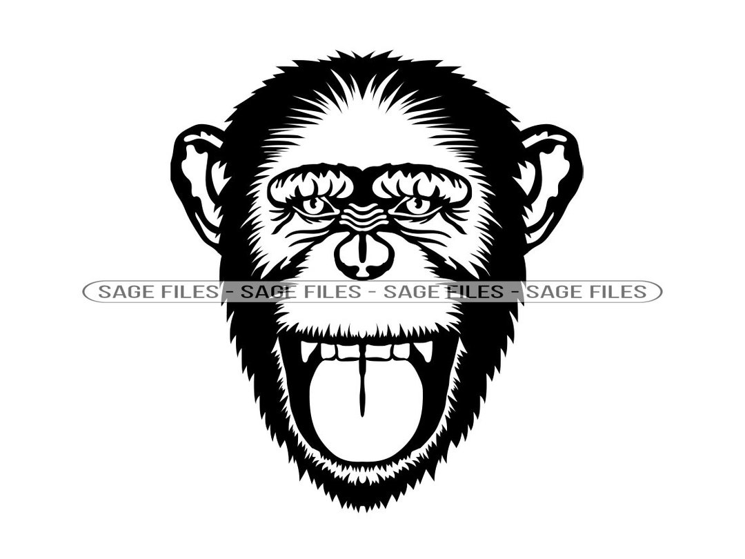 Chimp Laughing Mascot SVG, Chimpanzee Svg, Chimp Face SVG, Chimp Head ...