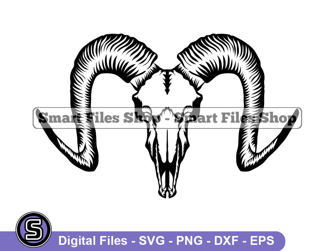 Ram Skull SVG, Skull SVG, Ram Svg, Ram Skull Dxf, Ram Skull Png, Ram Skull Clipart, Ram Skull Files, Eps