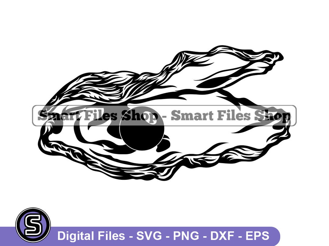 Clam Pearl 2 Svg, Pearl Svg, Clam Svg, Sea Shell Svg, Clam Pearl Dxf