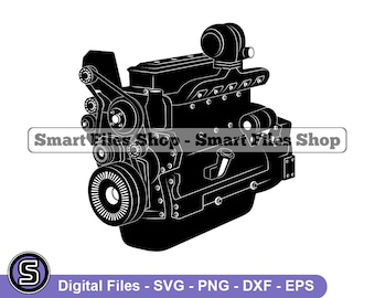 Motor diesel Svg, Motor diesel Dxf, Motor diesel Png, Clipart del motor diesel, Archivos del motor diesel, Eps