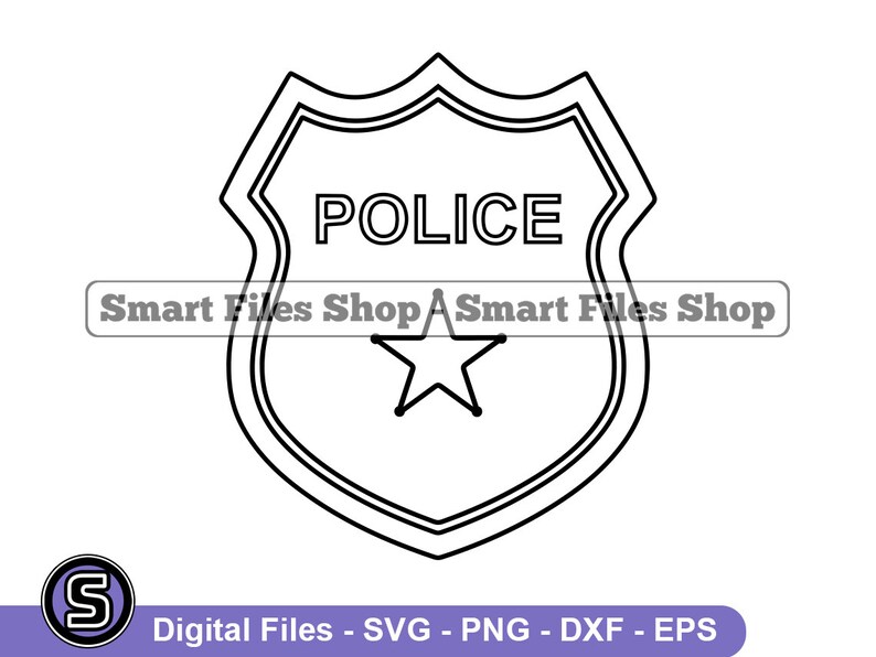 Police Badge Outline Svg Police Badge Svg Police Svg Law - Etsy