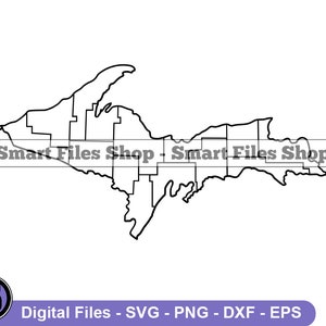 Michigan Upper Peninsula Svg, Michigan Svg, Michigan Map Svg, Michigan Dxf, Michigan Png, Michigan Clipart, Michigan Files, Michigan Eps