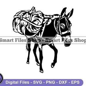 Donkey Loaded With Cargo #2 Svg, Donkey Svg, Farm Animals Svg, Donkey Dxf, Donkey Png, Donkey Clipart, Donkey Files, Donkey Eps