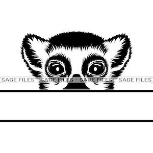 Peeking Lemur Svg, Lemur Svg, Peeking Animals Svg, Monogram Svg, Lemur Dxf, Lemur Png, Lemur Clipart, Lemur Files, Eps