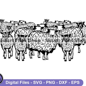 Herd of Sheep Svg, Sheep Svg, Shepherd Svg, Farm Animals Svg, Sheep Dxf, Sheep Png, Sheep Clipart, Sheep Files, Eps