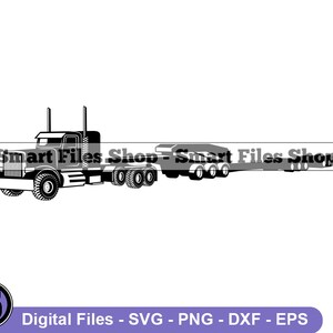 Lowboy Anhänger Truck #3 Svg, Truck Svg, Trucker Svg, Trucking Svg, Lowboy Anhänger Dxf, Lowboy Anhänger Png, Anhänger Clipart, Dateien, Eps