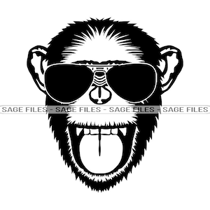 Chimpanzee In Sunglasses SVG, Chimpanzee SVG, Chimp Svg, Cool Chimpanzee Svg, Chimpanzee Dxf, Chimpanzee Png, Clipart, Files, Eps