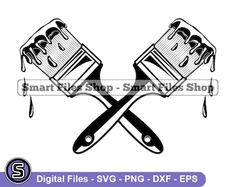 Paint Brush Dripping Paint Logo Svg, Painter Svg, Paint Svg, Paint Brush Logo Svg, Paint Brush Dxf, Paint Brush Png, Clipart, Files, Eps