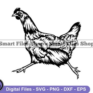 Running Chicken Svg, Chicken Svg, Hen Svg, Farm Svg, Chicken Dxf, Chicken Png, Chicken Clipart, Chicken Files, Eps