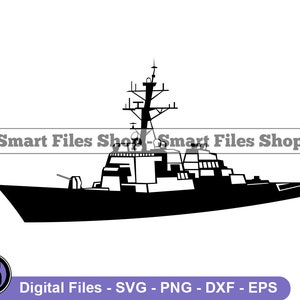 Destroyer Ship #2 Svg, Battleship Svg, Navy Svg, Ship Svg, Battleship Dxf, Battleship Png, Battleship Clipart, Battleship Files, Eps