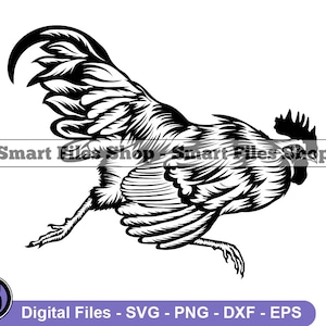Running Rooster Svg, Rooster Svg, Farm Animals Svg, Rooster Dxf, Rooster Png, Rooster Clipart, Rooster Files, Eps