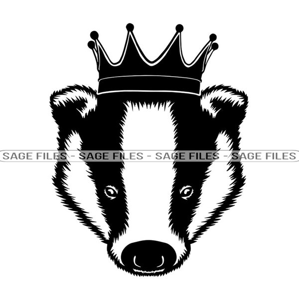 Badger In Crown SVG, Badger SVG, King Badger SVG, Badger Dxf, Badger Png, Badger Clipart, Badger Files, Eps