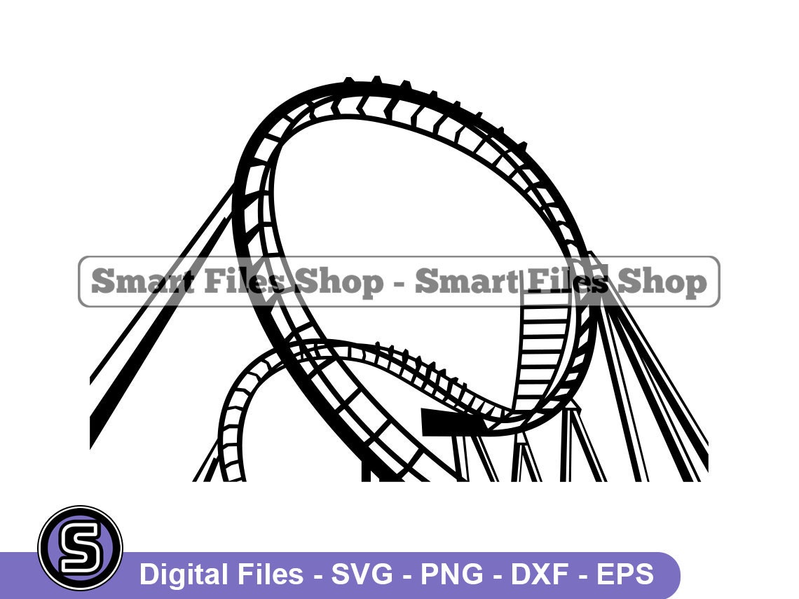 Roller Coaster Svg, Amusement Park Svg, Roller Coaster Dxf, Roller Coaster Png, Roller Coaster Clipart, Roller Coaster Files, Eps
