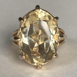 Heavy 14K Oval Cut Citrine Ring, Size 5.25, 8.1grams, November Birthstone
