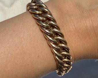 Vintage Italian 14K Yellow Gold Puffy Graduated Curb Link Bracelet, 17.77g